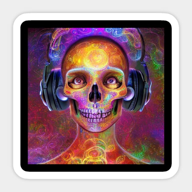 Guitar Skull Listening To Music Sticker by Skull Listening To Music